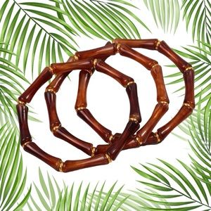 Set of 3 retro tiki bamboo look stretch bracelets in cool root beer and …